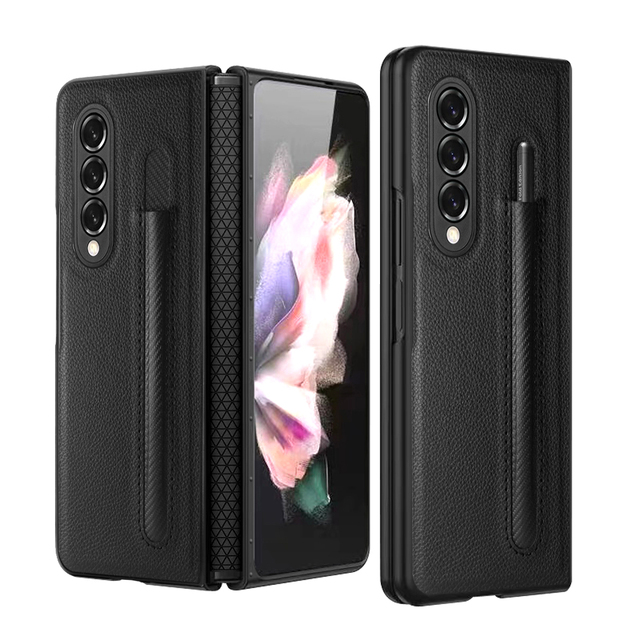 Newest Anti Drop PC Edge TPU PU Leather Flip Full Cover With Pen Holder Mobile Phone Case for Samsung Z Fold 3 Flip 3