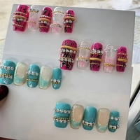 Uñas Postizas Hechas a Mano con Acabado Brillante, Precio al por Mayor, 10 Piezas/Juego, Arte de Uñas de Lujo, Alta Calidad, Proveedor de Uñas Postizas Más Vendidas