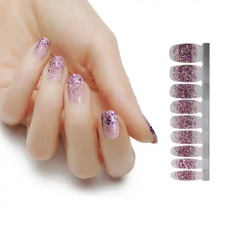 Viola Immerso Custom glitter overlay reale nail polish strips street art wraps nail sticker