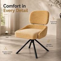 Chaise de salle à manger pivotante en cuir PU de qualité supérieure, dossier flottant, design ouvert, siège baquet, base étoile en métal, rotation 360° °   Hôtel Restaurant Café