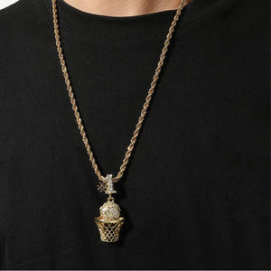 Collar con Colgante de 100 Puntos a la Moda con Cadena de Cuerda, Estilo Hip Hop, en Stock, Joyería para Hombres y Mujeres, Uso Diario - Product Image 1