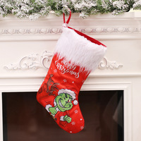Nouvelles décorations de Noël Grinched, peluche verte, monstre voleur, chaussette de Noël, sac cadeau pour enfants, sac cadeau de Noël