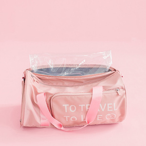 Borsa da viaggio da donna con separazione a secco e bagna da viaggio borsa da viaggio impermeabile in nylon <span class=keywords><strong>borsone</strong></span> da viaggio rosa - Product Image 3