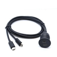 Câble USB C 3.1 double port pour montage encastré dans une voiture, 3 pieds, étanche, pour voiture, camion, bateau, moto, 10 Gbps