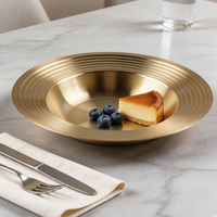 Nouvelle assiette à pâtes créative en acier inoxydable style coréen, compatible micro-ondes, design rétro de luxe léger, plat à collation épaissi