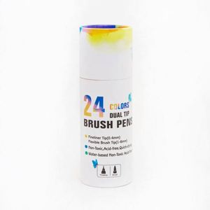 Wholesale 24-Color Art Marker Watercolor <b>Brush</b> Pen Dual Tips Marker with Fine Point & Permanent Ink for Drawing - Product Image 1