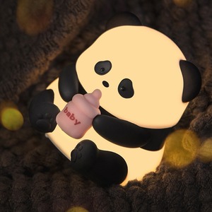 Panda <b>Night</b> <b>Light</b> <b>USB</b> Charging Round LED Warm White Tap Control Bedside Lamp For Kids Room Decor Gift - Product Image 2
