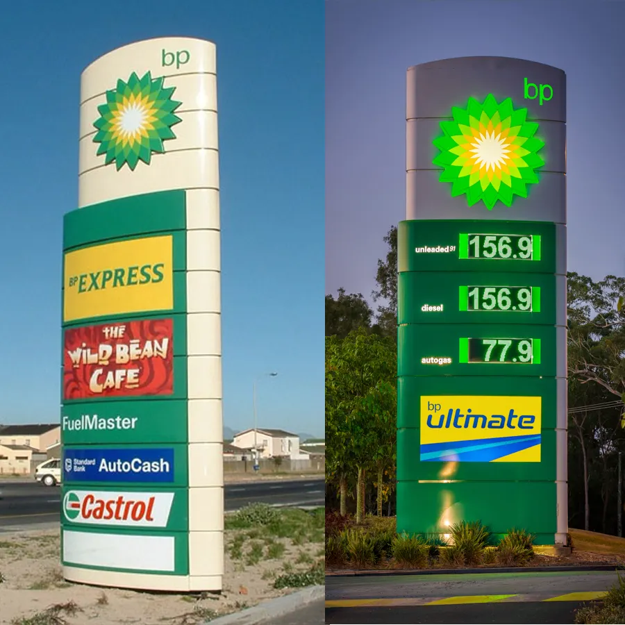 Double sided pylon sign for outdoor led display/petrol station pylon sign
