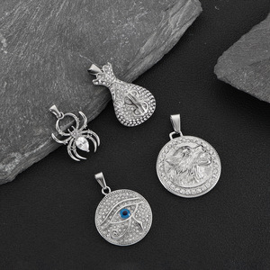 Ciondoli di Lusso Hip Hop in Acciaio Inossidabile Placcati Oro 18K con Borsa Soldi, Testa di Lupo, Ragno e Zirconia Cubica per Creazione Gioielli - Product Image 4