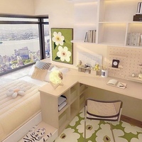 Lit Tatami avec Armoire et Bibliothèque, Design Moderne Personnalisé, pour Chambre d'Enfant, Sûr et Durable, Cadre de Lit de Conception Européenne