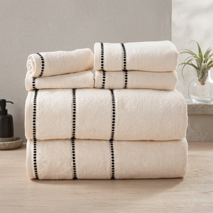 ORCHID Cream Solid Color Cotton <b>Zero</b> Twist Bath Towel Set Rectangular Home Use - Product Image 1