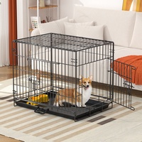 Cage pour chien moderne, chenil, cage pour animaux de compagnie, pour grands chiens, construction métallique respirante, design empilable, plateau en plastique, fermeture à bouton
