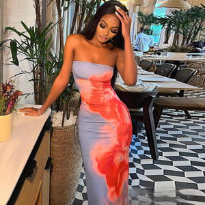 2025 Sexy nuova estate stampa senza maniche senza spalline Maxi abito aderente alla moda Sexy vestito elegante per donna - Product Image 6