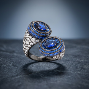 Women's Unisex LAVINA Luxury Unique Design 925 <b>Sterling</b> <b>Silver</b> Cocktail <b>Ring</b> Radiant Cut Cubic Zirconia <b>Adjustable</b> Pave CN - Product Image 3