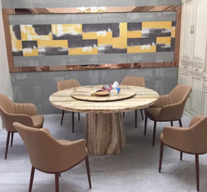 Mesa de comedor de mármol moderna <span class=keywords><strong>Lazy</strong></span> <span class=keywords><strong>Susan</strong></span> para cocina, hogar, granja, apartamento, oficina, muebles de piedra versátiles para entrada de Hotel - Product Image 3