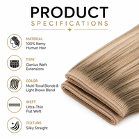 Genius Weft 50g/Pack pour Volume Ciblé Invisible Sans Couture Cheveux Humains à Jointures Injectées Cheveux Vierges Bruts Fournisseur en Gros