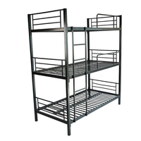 Lit superposé triple en métal robuste pour adultes, lit superposé à 3 niveaux pour auberge, dortoir, appartement