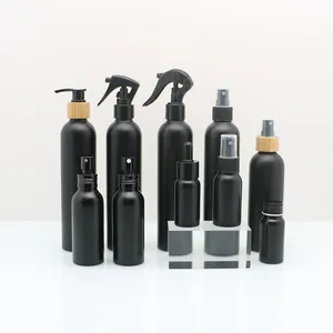 Approvisionnement ponctuel 1oz 2oz 3oz 7oz 8oz 10oz noir mat hydratant spray shampooing conditionneur métal aluminium bouteille
