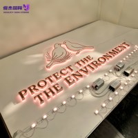 Lettres lumineuses personnalisées en acier inoxydable 3D avec halo LED rétroéclairé, IP65, à fixer au mur, pour café, bureau, décoration extérieure commerciale
