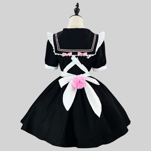 Japanese JK Sailor Maid Costume Black Polyester Fresh Sweet Style Cosplay Outfit Winter 2023 - Product Image 3