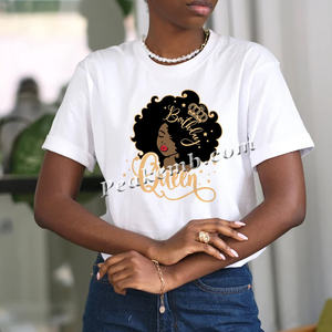 お誕生日おめでとうアフロクイーンアイアンのヒートプレスビニール熱転写印刷ステッカー - Product Image 3