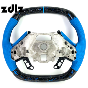 Volante de Fibra de Carbono Forjado en Polvo Azul para Chevrolet Corvette C8 <span class=keywords><strong>Camaro</strong></span>, Personalizado con Cuero Azul Perforado - Product Image 6