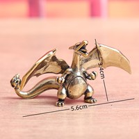 Petite statue de dragon rugissant en laiton, ornements de bureau, figurines d'animaux vintage, modèle porte-bonheur, accessoire de décoration artisanale pour la maison