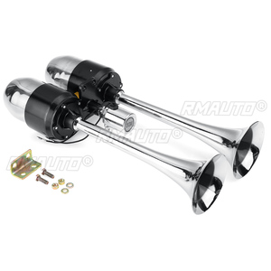Kit de klaxon électrique à double trompette 500DB, klaxon à air chromé puissant, haut-parleur 12V/24V pour accessoires de train, camion, poids lourd - Product Image 2