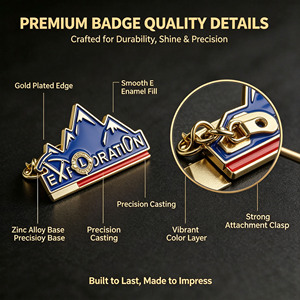 Épingles de revers personnalisées en émail, plaquées or, en alliage de zinc, en forme de <span class=keywords><strong>montagne</strong></span>, badges métalliques avec logo personnalisé, échantillon rapide pour cadeaux promotionnels - Product Image 3