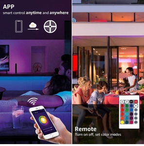 Tiras de luces <span class=keywords><strong>LED</strong></span> de 10 metros con 24 teclas + controlador <span class=keywords><strong>WiFi</strong></span>, Kit de tiras <span class=keywords><strong>LED</strong></span> con aplicación inteligente <span class=keywords><strong>RGB</strong></span> Flexible IP65 - Product Image 4
