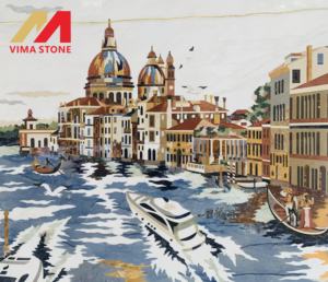 Custom high end in marmo naturale a getto d'acqua medaglione arte venezia intarsio pattern design per parete decorativo sfondo - Product Image 6