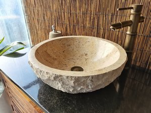 Fregadero de encimera Artículos sanitarios Lavabos <span class=keywords><strong>Lavabo</strong></span> de <span class=keywords><strong>piedra</strong></span> hecho a mano de mármol <span class=keywords><strong>beige</strong></span> - Product Image 2
