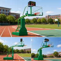 Panier de basket extérieur pliable robuste, support de panier de basket hydraulique portable pour terrain de sport et entraînement scolaire