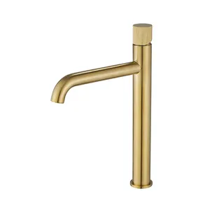 Golden Color High Basin Faucet Mixer Modern Basin Water Taps Cold +hot Water Mixer Single Handle Metered Faucets Single Hole JVK