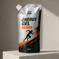 Pochette de gel sportif hydratant avec bec verseur et bouchon, personnalisable, haute barrière, pour emballage de gel énergétique à presser, idéale pour les marques de compléments alimentaires