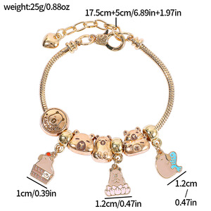 New Hot-Selling DIY Beading Charm Alloy Rose Gold Jewelry Ins Fashion Cartoon-Style Capybara <b>Bracelet</b> Wholesale for Gift - Product Image 5