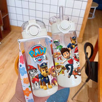 Bouteille d'eau portable C299 avec motif de personnage de dessin animé, mignonne, résistante aux hautes températures, motif chien, en plastique pour l'extérieur