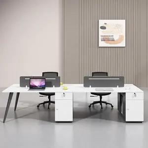 Melamina mobiliário de escritório, mesa de computador simples moderna economia 4 pessoas escritório