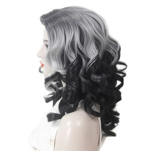 Nuova <span class=keywords><strong>parrucca</strong></span> moda <span class=keywords><strong>donna</strong></span> copricapo in fibra chimica grigio nero lunghi capelli ricci Cross-border vecchia signora argento grigio <span class=keywords><strong>parrucca</strong></span> - Product Image 4