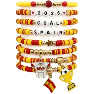Pulsera elástica apilable con dijes de fútbol y cuentas Heishi de la selección <span class=keywords><strong>argentina</strong></span> 2026, joyería deportiva de EE. UU., Canadá y México 2026 - Product Image 5