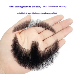 Entièrement respirant invisible simulé moustache tissée à la main barbe accessoires de Performance pour hommes pour la télévision de film qualité de <span class=keywords><strong>cheveux</strong></span> humains - Product Image 2
