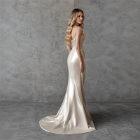 Robe de soirée sirène en satin champagne à une épaule, avec bretelles perlées, col drapé et corset, pour fêtes, fournisseur personnalisé, vente en gros