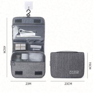 Portable Travel Waterproof Polyester Cosmetic <b>Storage</b> Bag Dry and Wet Separation Hanging <b>Toiletry</b> Wash Bag - Product Image 2