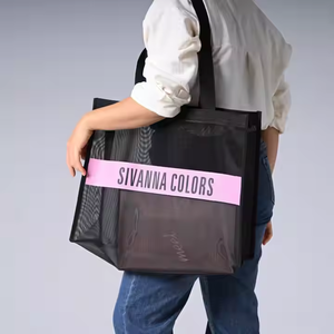 ถุงผ้าไนลอนสะพายไหล่พร้อมที่จับกระเป๋าช้อปปิ้งขนาดใหญ่แบบใช้ซ้ำได้สำหรับชายหาดฤดูร้อน - Product Image 2