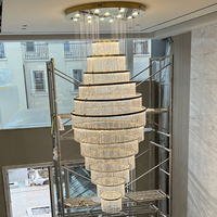 Lustre en cristal LED à anneau, moderne, européen, luxueux, à économie d'énergie, dimmable, pour décoration intérieure, hall d'hôtel, escalier, villa