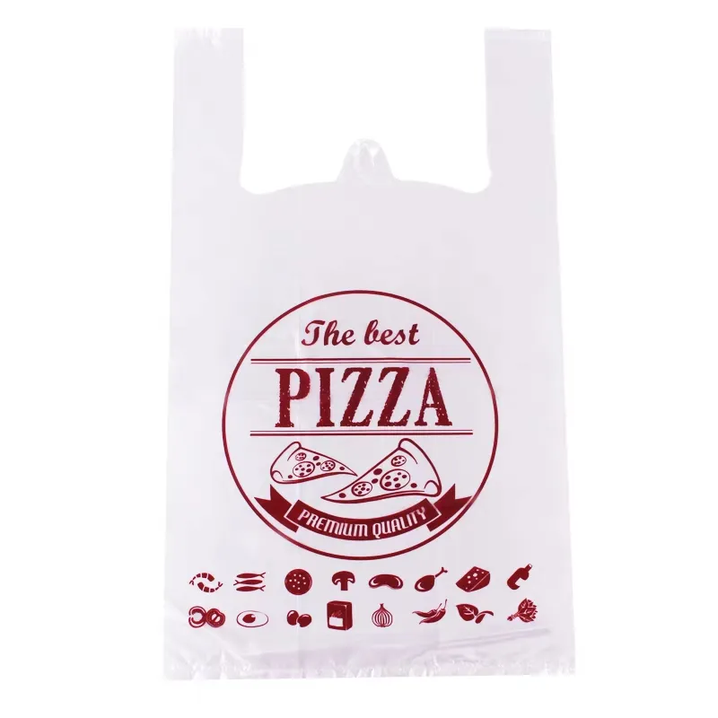 Özel baskılı plastik Pizza almak için ambalaj kılıfı Fast Food plastik çanta gitmek
