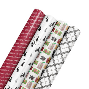 Factory Bulk Set of 4 Waterproof Christmas Gift Wrapping <b>Paper</b> Roll Holiday Gift Packing High <b>Gloss</b> Gift Box Supplier <b>Paper</b> - Product Image 2