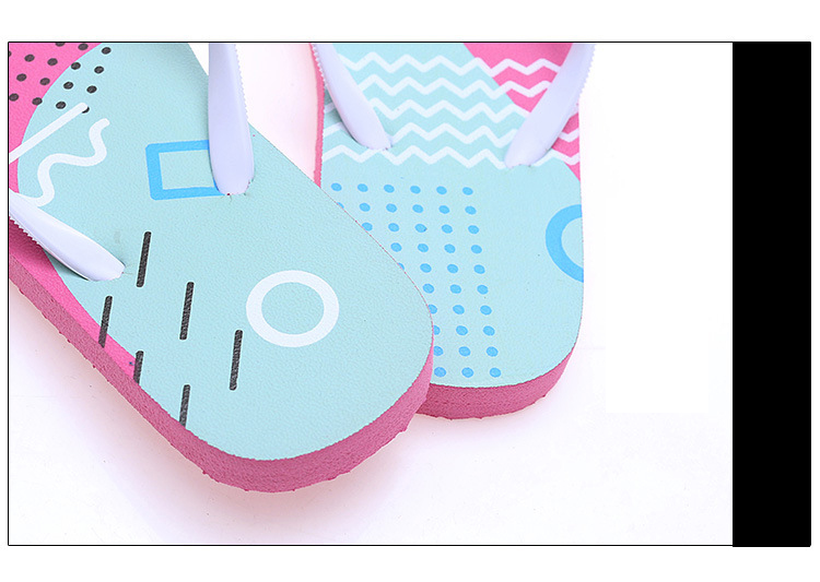 Hot Printed Flip-flops Women Non-slip Beach Slippers PE PVC Soft Flat Filp Flops