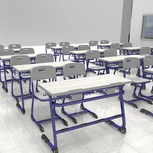 High School und College Klassen zimmer Doppel Schreibtische und Stühle für Studenten für zwei Personen Hot Sales modularen MDF Schreibtisch Möbel Schreibtisch
