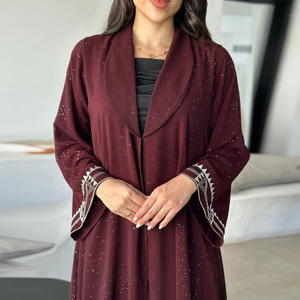 Yibaoli Fabricante Nova Moda 2024 Frente Islâmica Aberta Abaya Kimono Estilo Árabe Dubai Senhoras Glitter Casacos Longo - Product Image 4